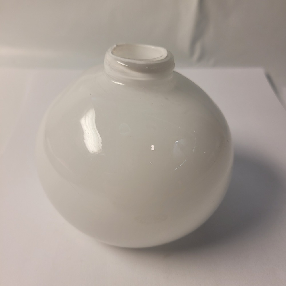 Unbranded Hand Blown White Art Glass Orb Bud Vase Spherical Minimalist Decor